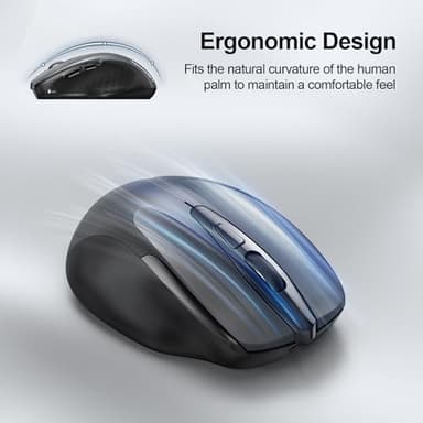 TECKNET Wireless Mouse (BT5.0/3.0 & 2.4G) Rechargeable 4800 DPI Silent USB A & Bluetooth Mouse 6 Buttons, Wide Compatibility - Grey - Image 8