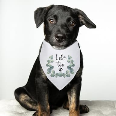 I Do Too Wedding Dog Bandana - Bridal Party Engagement Photo Prop Pet Scarf Accessory - White Wedding Bandana for Dog Lovers Owner Gift - Image 6