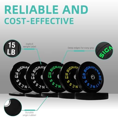 Fitvids Olympic 2" Bumper Plates Set Including 260LB Weight Plates Set & 7FT Olympic Barbell Bar(305 Pounds Total), Multiple Packages - Image 3