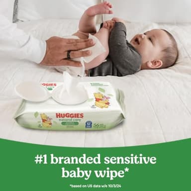 Huggies Natural Care Sensitive Baby Wipes, Unscented, Hypoallergenic, 99% Purified Water, 12 Flip-Top Packs (768 Wipes Total), Packaging May Vary - Image 10