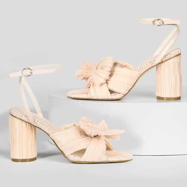 MUCCCUTE Women's Bow Knot Heeled Sandals Ankle Buckle Strap Chunky Heeled Open-toe Comfortable Wedding Party Fashion Heeled - Image 3