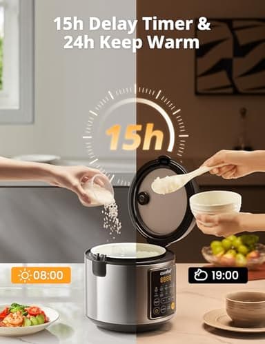 COMFEE' Rice Cooker, 4 Cups Uncooked, 8 Cups Cooked Slow Cooker, 2 Qt Small Multicooker with 10 Presets, Steamer & Grain Cooker, Non-Stick Inner Pot - Image 4