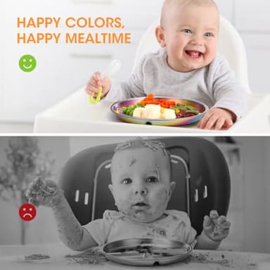 AIEVE Stainless Steel Kids Plates, 4 Pack Round Divided Toddler Plates, Portion Control Plate 9 Inch - Image 5