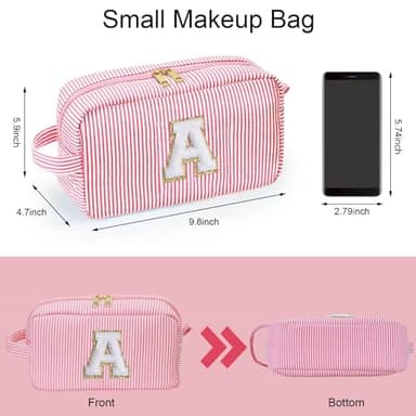 YOOLIFE Makeup Bag for Women - Monogram Cute Initial Pink Makeup Bags Cosmetic Toiletry Pouch Make Up Case for Women Her Best Friend Friendship Sister Teacher, Personalized Birthday Gifts for Women K - Image 6