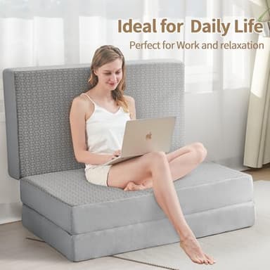 Folding Mattress Twin,6 inch Memory Foam Tri Fold,Portable Bed with Washable Cover, Guest Bed Portable Foldable Mattress Topper for Camping, Road Trip,Travel(38"×75"×6") - Image 3