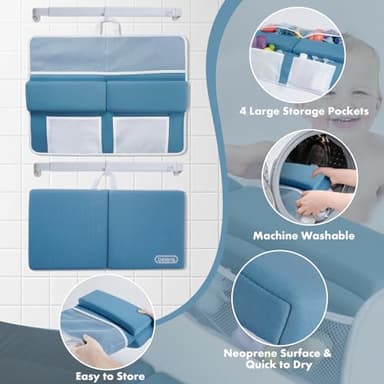 beiens Bath Kneeler and Elbow Rest Pad Set - 1.5'' Comfortable Thick Baby Bath Kneeler Pads, Quick Dry Soft Kneeling Pad for Baby Bath Time, Non-Slip Knee& Arm Support Bathtub Mat with Toys Organizer - Image 4