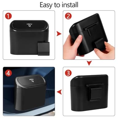 NBTEPEM Car Trash Can with Lid - 2 Pack, Mini Auto Garbage Can with 60 Trash Bags, Leakproof Automotive Garbage Container Bin, Multipurpose Organizers and Storage for Car, Home, Office (Black) - Image 5