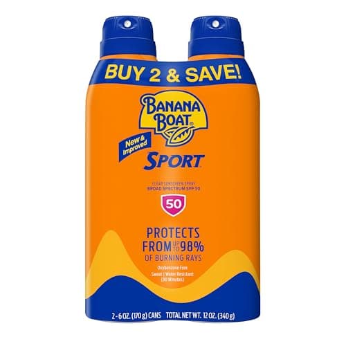 Banana Boat Sport Ultra SPF 50 Sunscreen Spray | Banana Boat Sunscreen Spray SPF 50, Water Resistant, Oxybenzone-Free, Sunblock, 6oz each Twin Pack - Image 1