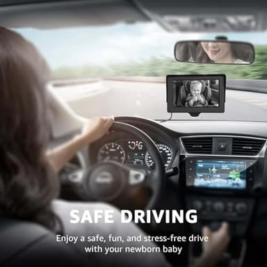 Baby Car Camera, HD Display Baby Car Mirror with Night Vision Feature, 4.3 inch Baby Car Camera with Monitor Wide Clear View, BackSeat Camera Rear Facing to Observe Baby’s Every Move - Image 5