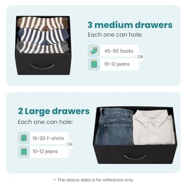 OLIXIS Dresser for Bedroom with 5 Drawers, Wide Chest of Drawers, Fabric Bedroom Dresser with Drawer Organizers, Storage Organizer Unit with Fabric Bins for Closet, Living Room, Hallway - Image 4