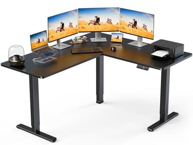 ErGear 63" x 55" Dual Motor L Shaped Standing Desk, Electric Height Adjustable, Extra Large Desktop, Interchangeable Installation of Left and Right Desktops, Suitable for Home Office, Black - Image 1