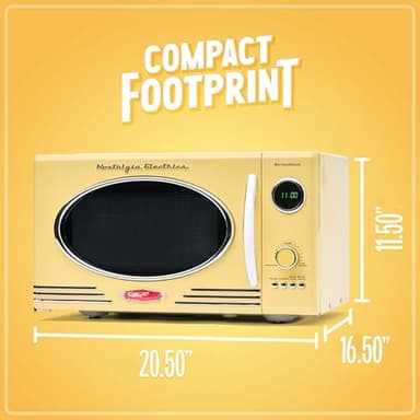 Nostalgia Retro Microwave - Countertop Microwave Oven - Includes 12 Pre-Programmed Settings and Digital Clock - 0.9 CU Ft. - 800 Watts - Yellow - Image 5