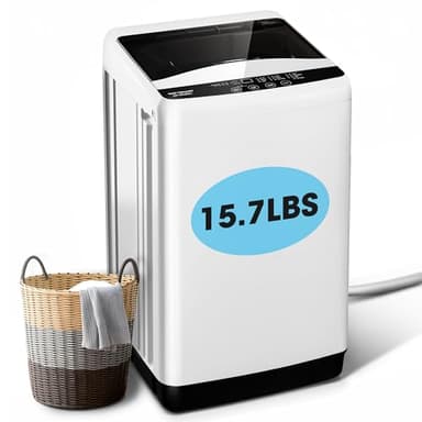 Portable Washing Machine -Compact Home Laundry Washer for Apartment,10 Wash Programs, 6 Water Level, Top Load, Full Automatic, Small Clothes Washer with Drain Pump for Bathroom, Dorms,RVs,White - Image 1