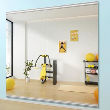 Hasipu Home Gym Mirror 79" L x 36" W - 2PCS Large Full Body Mirror for Yoga, Wall-Mounted Mirrors for Fitness, Garage, Dance Studio, 0.16in Tempered Glass Frameless - Image 1