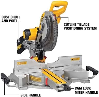 DEWALT Miter Saw, 12-inch Double Bevel Sliding Compound Miter Saw with XPS LED Shadow Light System, Includes Blade Wrench, Material Clamp and Dust Bag (DWS780 - Image 4