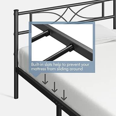 Yaheetech Twin Size Bed Frame Metal Platform Bed with Curved Design Headboard Footboard/No Box Spring Needed/Mattress Foundation/Heavy-Duty Support/Easy Assembly/Black - Image 9