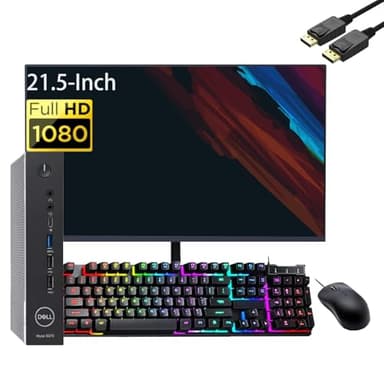 Dell Wyse 5070 Mini Desktop Computer, 21.5-Inch FHD Monitor, Intel Celeron J4105, 8GB RAM, 256GB SSD, USB WiFi & USB BT, Mouse and Keyboard, Windows 10 Pro (Renewed) - Image 1