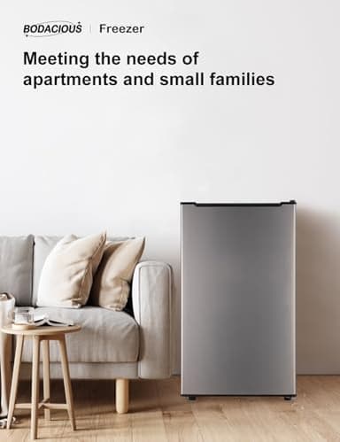 Upright Freezer, 3.2 Cu Ft Mini Small Freezer for 1-2 People, Portable Compact Freezer with 3 Plastic Baffles, 4D Cooling & 40dB Ultra-Quiet, Fast Freeze (-13°F) - Silver - Image 8