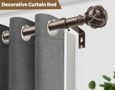 KAMANINA Curtain Rods for Windows 72 to 144 Inches (6-12ft) Long Heavy Duty Curtain Rod, 7/8 Inch Adjustable Decorative Drapery Rods with Netted Texture Finials, Bronze - Image 6