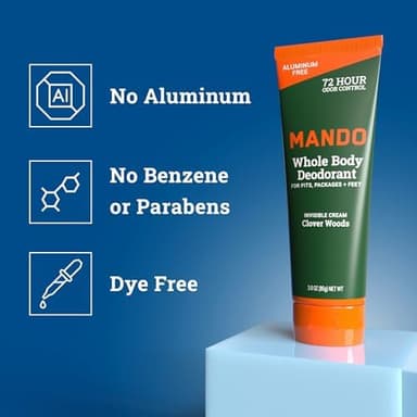 Mando Whole Body Deodorant For Men - Invisible Cream - 72 Hour Odor Control - Aluminum Free, Baking Soda Free, Skin Safe - 3 Ounce Tube (Pack of 2) - Clover Woods - Image 4