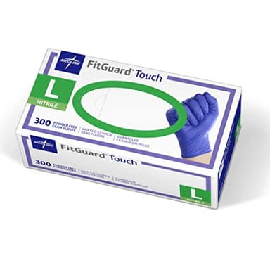 Medline FitGuard Touch Nitrile Exam Gloves, 300 Count, Large, Powder Free, Disposable, Not Made with Natural Rubber Latex, Excellent Sense of Touch for Medical Tasks, Durable for Household Chores - Image 1