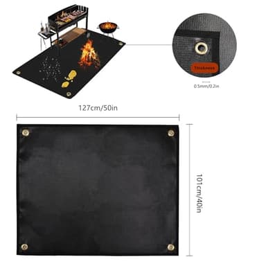 QYYDWN Under Grill Mat for Outdoor Grill,50 x 40 inches Double-Sided Fireproof Grill Pad,BBQ Mat for Under BBQ,Indoor Fireplace Mat,Fire Pit Mat,Oil-Proof Waterproof Mat - Image 2