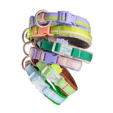 Maogoublue Reflective Nylon Dog Collar with Soft Webbing and Aircraft-Grade Aluminum 0-Ring for Small Medium Large Dogs Size (XL, Green+Pink) - Image 2