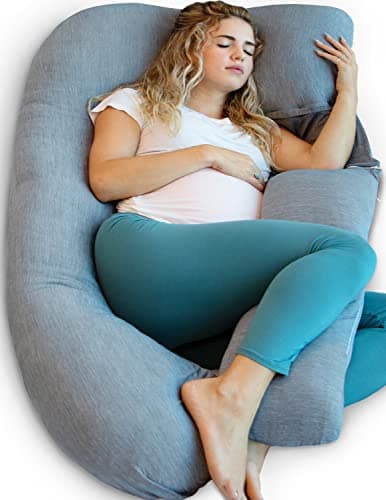 Pharmedoc Pregnancy Pillows, U-Shape Full Body Pillow – Removable Cooling Cover -Dark Grey – Belly and Back Support - Maternity Essential - Pregnancy Must Haves - Image 1
