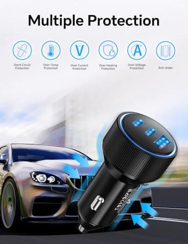 for iPhone 15/16 Pro Max Car Charger, 72W 3-Port Fast USB C Car Charger Power Cigarette Lighter Adapter with 2x3FT USB C to C Cable for iPhone 15/15 Plus/15 Pro Max/16/16 Pro Max, iPad Pro/Air/Mini - Image 4