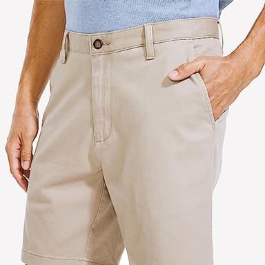 Nautica Men's Classic Fit Flat Front Stretch Solid Chino 8.5" Deck Shorts, True Khaki, 36W - Image 3