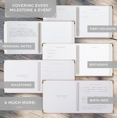 Keepsake Baby Memory Book for Boys and Girls – Timeless First 5 Year Baby Book – Neutral Journal Scrapbook or Photo Album - Record a Milestone for Every Event from Birth to Age 5 - Image 4