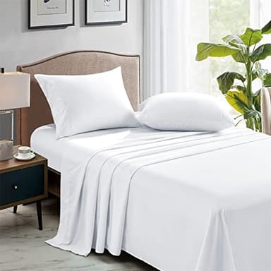 FreshCulture Twin Flat Sheets Only, Pack of 6, Soft Microfiber Bedding Sheets for Home, Salons, Hotels, Bulk Flat Sheets Only Twin Size (White) - Image 3