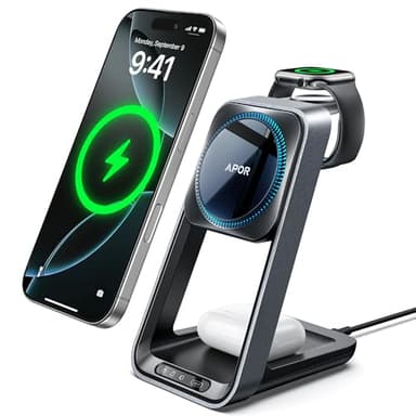 3 in 1 Charging Station with Cooling Fan, Wireless Charging Station for Multiple Devices, Magsafe Wireless Charger Stand for iPhone 16 15 14 13 12, Apple Watch Charger 10 Ultra 2, AirPods 4 3 Pro 2 - Image 1