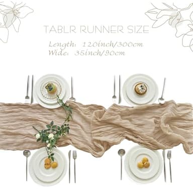 IVAPUPU 10 Pcs Cheesecloth Table Runner - 10ft Nude Boho Gauze Cheese Cloth Table Runners for Baby Shower Decoration Wedding Party Summer Garden Farmhouse - Image 3
