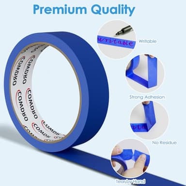 4 Rolls Blue Painter's Tape 0.94 Inch,Masking Tape for Multi-Purpose, Painting Projects, DIY Crafts, 0.94 Inch x 22 Yards, Easy Removal, Anti-UV, Total 88 Yards - Image 3