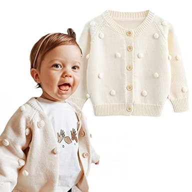 Simplee kids Baby Sweater Valentine's Day Cardigan Embroidery Knit Coat for Winter Spring for 2-3 Years - Image 1