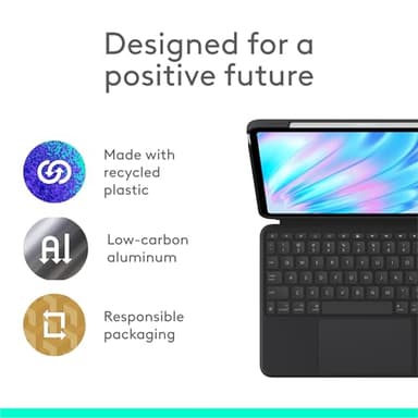 Logitech Combo Touch iPad Air 11 inch Case M2 (2024), iPad M3 & Air (4th & 5th gen - 2020, 2022) Keyboard Case with Kickstand - Midnight Black - Image 9