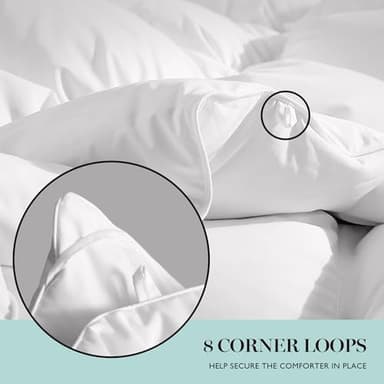 Martha Stewart Luxurious Goose Feathers Down Fiber Comforter Twin Size 100% Cotton Duvet Insert, Hotel Quality Hypoallergenic Comforter, 43 oz All Seasons Medium Warmth 68 x 90 Inch White - Image 8