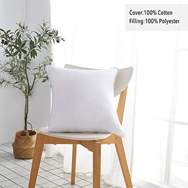Oubonun 18"x18" Pillow Inserts (Set of 2) - Throw Pillow Inserts with 100% Cotton Cover - 18 Inch Square Interior Sofa Pillow Inserts - Decorative Pillow Insert Pair - White Couch Pillow - Image 2