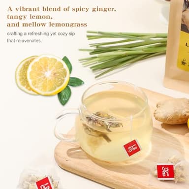 FullChea - Lemon Ginger Tea Bags, 50 Teabags - Pleasantly Spicy & Warming - Non-GMO - Caffeine-free - Support Healthy Digestion & Boost Immunity - Image 3