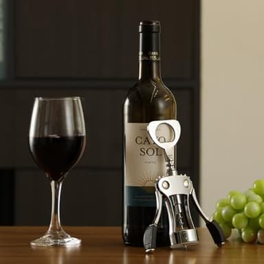 KORCCI Wine Opener, Heavy-Duty Zinc Alloy Wing Corkscrew, Premium Beer Bottle Opener, Multifunctional Wine Accessories with Ergonomic Handle and Sharp Screw, for Kitchen, Bar, Restaurant, Bartenders - Image 2