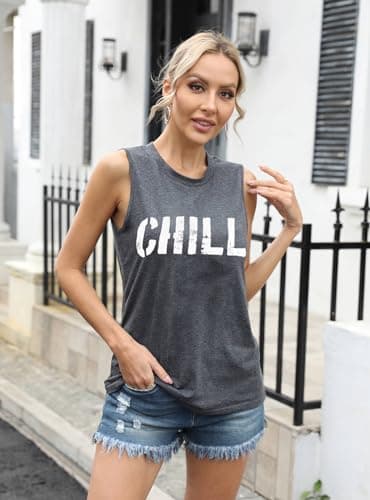 IRISGOD Womens Tank Tops Loose Fit Summer Cute Graphic Sleeveless Shirts Workout Basic Tunic - Image 3