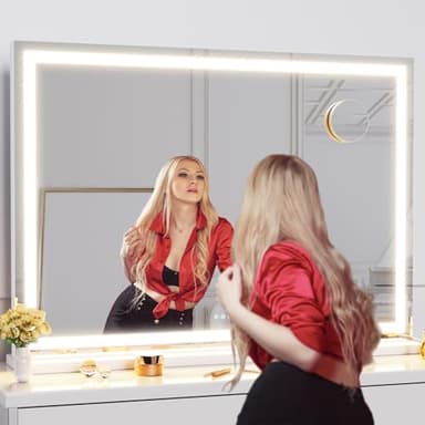 Gvnkvn Makeup Vanity Mirror with Lights 32" x 24" Large LED Makeup Mirror, Light up Mirror with 10X Magnification and USB Charging Port, Dimmable 3 Modes, Touch Screen Control Square Corner - Image 7