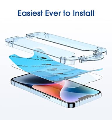 amFilm Tempered Glass Screen Protector + Camera Lens Protector for iPhone 14 6.1, Easy OneTouch Installation, Auto-alignment, Bubble Free Case Friendly, Anti-Scratch (Pack of 2) - Image 3