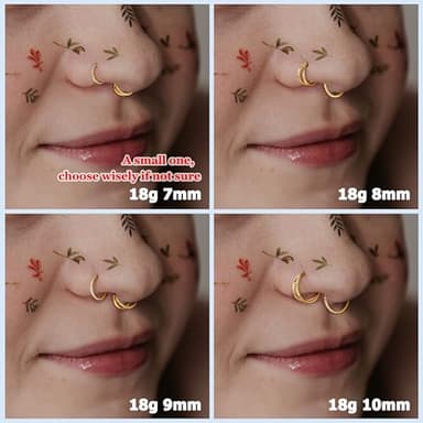 BodyBonita 18G 14K Gold Plated 316L Surgical Steel Nose Rings Hoops 3Pcs Double Hoop Nose Ring CZ Conch Piercing Jewelry Septum Clicker Helix 8mm - Image 3