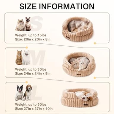 MEWOOFUN Dog Bed for Medium Dogs, Washable Large Cat Beds for Indoor Cats, Donut Pet Bed for Dogs and Cats with Anti-Slip Bottom (Camel, 27"x27"x10") - Image 9