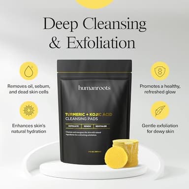 Turmeric Kojic Acid Cleansing Pads - Turmeric Face Scrub Pads with Vitamin C (30 pads), Kojic Acid and Turmeric Cleansing Pads for Exfoliation - Made With Vitamin B5 - Image 2