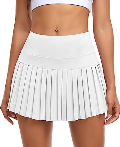 JoyGirl Pleated Tennis Skirt for Women with Shorts High Waisted Golf Skort Mini Skirt Workout Athletic Skorts Skirts with Pockets (#2 White,Large) - Image 2