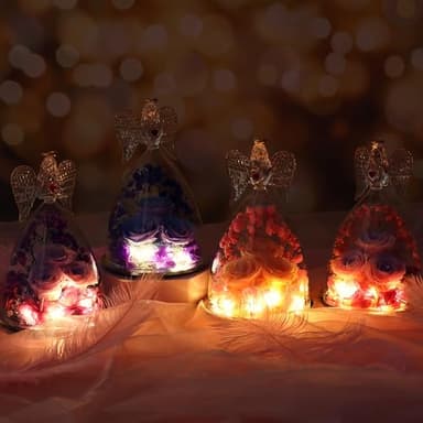 Tiaronics Mothers Day Rose Gifts for Women, Large Angel Figurines with Real Roses, Preserved Real Flower Rose for Her, Champagne - Image 7