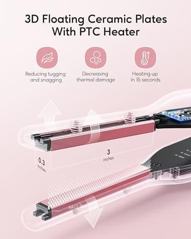 Wavytalk 3/10" Small Flat Iron, Pencil Flat Iron for Short Hair, Pixie Cut and Bangs, Curling Iron for Short Hair, Mini Hair Straightener for Edges with Anti-Pinch Design, Tiny Hair Straightener - Image 2